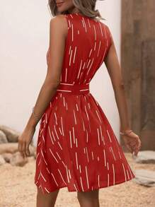 SHEIN Clasi Women's Sleeveless V-Neck Short Bodycon Dress - Red - View 2