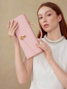 MOTF PREMIUM 女士时尚通勤压纹手提包 - 粉色 - 查看 2