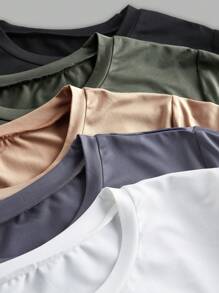 Solflare Plus Size Basic Round Neck Short Sleeve Bodysuit - Multicolor - View 6