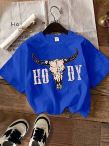 SHEIN Boys' Casual Simple Round Neck T-Shirt Suitable For Summer