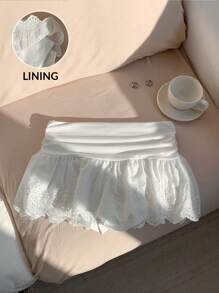 Comfortcana 女式情人节新款花卉刺绣百褶白色短裙 - 白色 - 查看 1