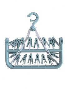 SHEIN 1 件 32 夹挂衣架折叠衣架多功能晾衣架家用塑料防风夹衣服袜子多夹衣架