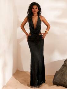 Opulessa 女士针织紧身低胸露背无袖连衣裙