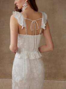 MOTF JACQUARD RUFFLE HEM DRESS - White - View 5