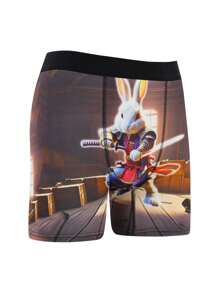 4 Pcs/Set Celana Dalam Boxer Pria Motif Kelinci Paskah - MultiWarna - View 4