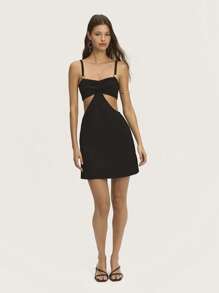 Nöista فستان بتصميم كاوجيرل صغير اللون بفتحة على الخصر والجانب للنساء - الأسود - مشاهدة 1