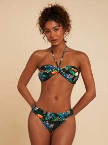 Travachic Damen tropischer Pflanzendruck sexy Bikini Hose