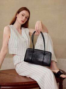 MOTF PREMIUM WOMEN'S FASHIONABLE MINIMALIST COMMUTER SHOULDER BAG - Black - View 5