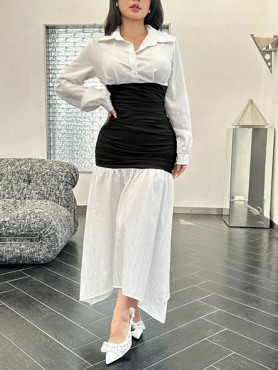 Modelyn 女士休闲简约长裙 - 白色 - 查看 1