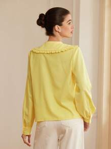 Aveloria Rosie 25 chemises boutonnées jaunes à col claudine ample pour le printemps/été