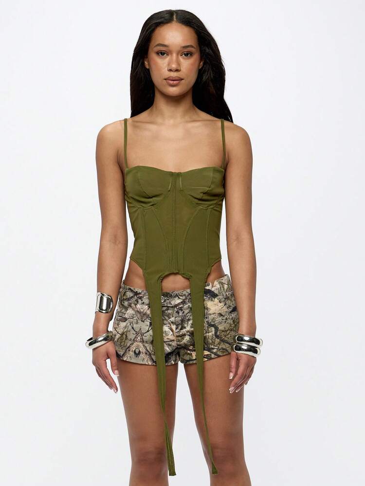 SUMWON Streetwear Mesh Corset Tank Top Bustier Y2K Fashion Garter Straps Boned Bodysuit Club Party Evening Wear Statement Piece