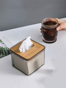 Composite Board Cover Nordic Minimalist Creative Tissue Box, Home Living Room Coffee Table Paper Box, Transparent Restaurant Paper Box