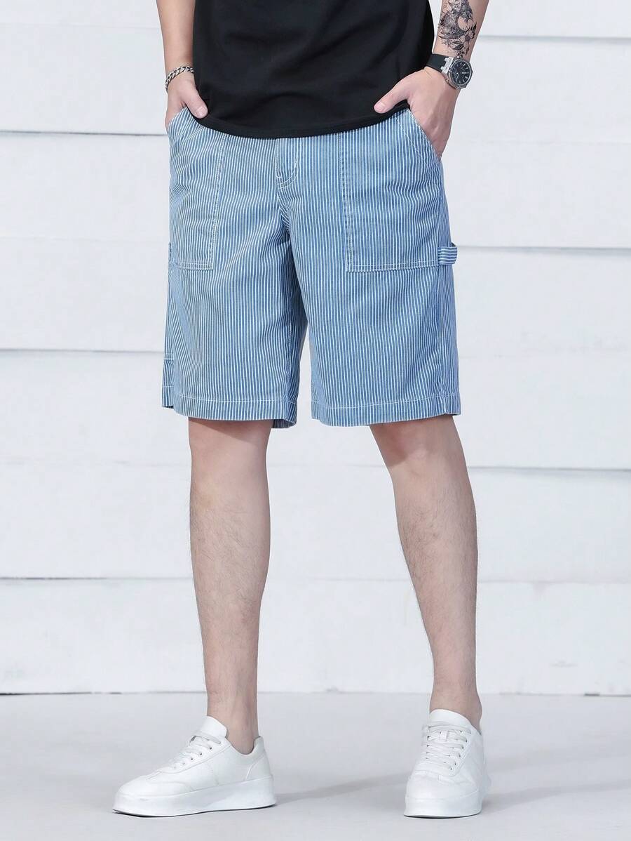 Manfinity Homme Men's Striped Pocket Denim Shorts