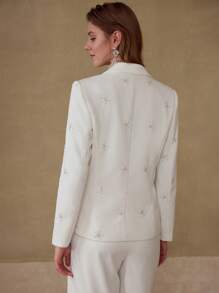 MOTF PREMIUM BEADED BUTTON UP BLAZER - White - View 5
