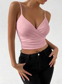 VaVaBold Sleeveless Criss-Cross Crop Top, Sexy & Tight-Fitting, Summer - Pink - View 5