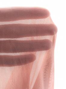 DAZY Sheer Mesh High Slit Hollow Out Ruffle Trim Lingerie Slip Dress, Sexy - Dusty Pink - View 10