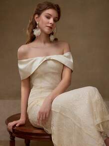 MOTF PREMIUM SEQUIN DETAIL CONTRAST MESH DRESS - Apricot - View 6