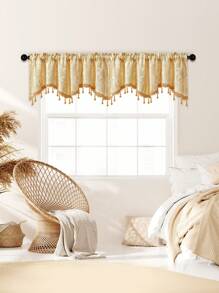 1 件金色锦缎 S 形窗帘，奢华装饰圣诞窗帘盒，适用于客厅、卧室、厨房窗户和门 - 金色 - 查看 8