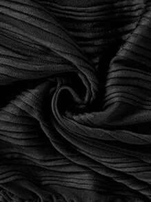 Soleia Lässig romantischer Urlaubsstil einfarbiger Twist Plissee rot Trägerhemd für Weihnachten, Valentinstag, Neujahr - Schwarz - Übersicht 5