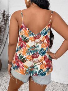 SHEIN VCAY Plus Size Zomer Plantenprint Casual Vakantie Cami Top