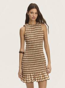 Nöista Gingham Mini Dress Smock Body & Feature Ruffle Hem. Spring Summer Outfits - Multicolor - View 6