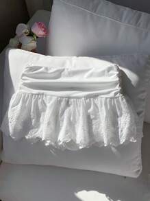 Comfortcana 女式情人节新款花卉刺绣百褶白色短裙 - 白色 - 查看 2