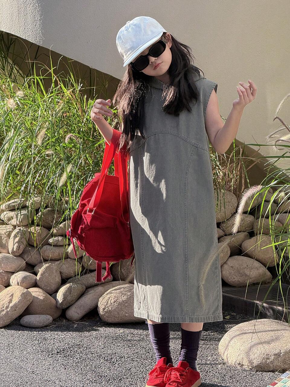 Tween Girl Denim Pinafore Dress, For Fall/Festival