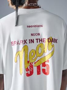 NEON BLANC 男士街头时尚白色针织短袖圆领印花 T 恤 - 白色 - 查看 5