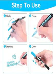 SHEIN 8/12/24/36/48 Couleurs de stylos de contour double ligne, marqueurs métalliques d'auto-contour, stylos scintillants pour écriture et dessin, pour cartes de Noël, artisanat DIY