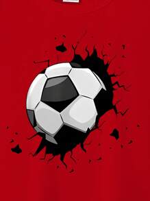 Baby Boy Casual Creative Splash Ink Soccer Graphic Print Short Sleeve T-Shirt - Burgundy - View 4