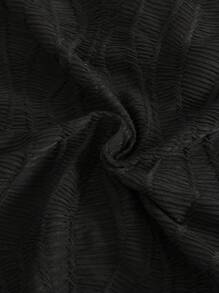 Swim Vcay Summer Beach Drawstring Front Cover Up Skirt - Black - View 5