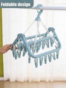 SHEIN 1 件 32 夹挂衣架折叠衣架多功能晾衣架家用塑料防风夹衣服袜子多夹衣架