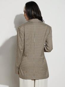 COSMINA 女士办公室休闲卡其色短款西装外套连衣裙，适合工作和通勤，春夏季 - 卡其色 - 查看 2
