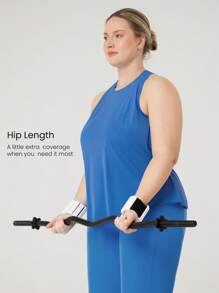 GLOWMODE Débardeur de sport grande taille à séchage rapide et léger, avec dos découpé, ourlet incurvé. Activewear pour l'entraînement, course à pied et activité à impact modéré - Bleu azur - Voir 3