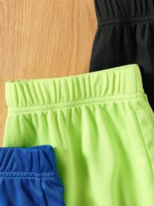 SHEIN 3pcs Teenage Boys Casual Patchwork Reflective Tape Shorts Set, Sports & Home Wear, School, Campus, College