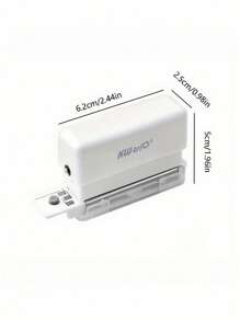 1 pieza Perforadora portátil multiusos con 6 perforaciones, diseñada con contenedor de residuos y regla, máquina para perforar papel - Blanco - Ver 2