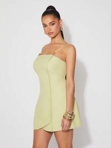 SHEIN Unity Dress Mini Beaded Wrap Spring Gold Detail Straight Neckline Festival Office Siren Summer Wedding Guest Special Occasion Bridal Dinner Prom Thanksgiving Christmas NYE New Years Eve Outfits For Women