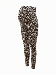 SHEIN Adjustable Waist Maternity Leggings, Black And Leopard Print, 2-In-1 Pack - Grey - View 6