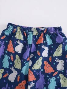 Cozy Pixies Baby Boy Cartoon Rabbit Print Knitted Soft Long Sleeve Shirt And Elastic Waist Pants 2 Pieces Set - Grey - View 4
