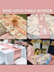 SHEIN 1Pc 274Cm*30Cm Long Satin Polyester Table Runner, Suitable For Weddings, Parties, Graduations, Birthday Celebrations, Rectangular And Round Tables, Saudi National Day, New Year Party Decorations, Seven Colors Available - Multicolor - View 5