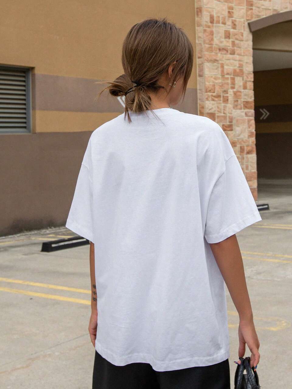 Embroidery Pocket Patched Drop Shoulder Tee Summer Preppy Tops