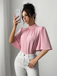 Rafferiza Women's Blouse With Ruffle Collar And Wide Sleeves - Pink - View 1