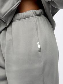 SUMWON WOMEN 优质超大羊毛慢跑裤，带压花徽标细节，运动休闲裤，适合健身和休闲穿着，舒适的冬季休闲裤