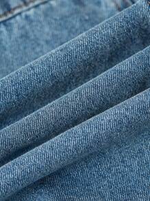 SHEIN MOD Plus Size Denim Dress Casual Suspender Dress Blue Bowknot Sweet Summer Dress - Light Wash - View 5