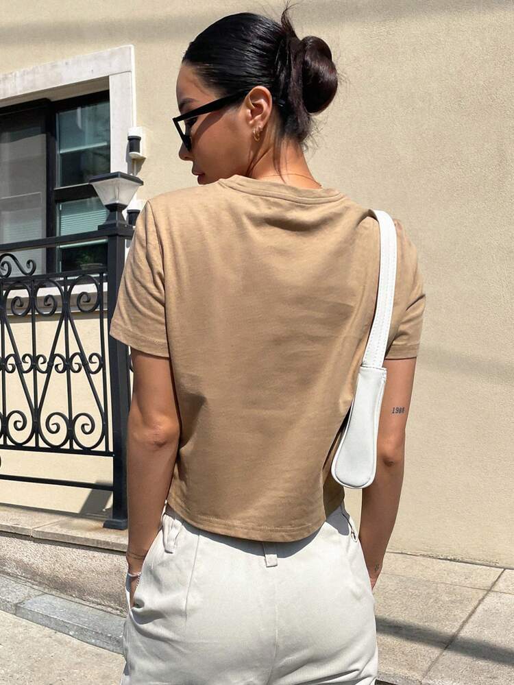Letter Embossed Tee FIND SOMEONE WHO KNOWS THAT YOU ARE NOT PERFECT BUT TREATS YOU AS IF YOU ARE Summer,Crop Tops Women