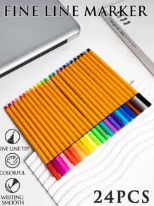 24 Color Fineliner Pens Marker Pens Assorted Colors Back To School - Multicolor - View 6