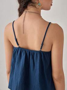 Florisole Casual Vacation Cute Spaghetti Strap Front V-Neck Embroidery Decor Women Camisole - Multicolor - View 5