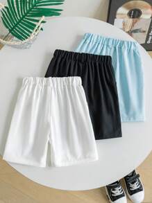 3Pcs/Set Young Boy Casual Khaki Shorts, Slant Pockets, Elegant & Fashion, Versatile , Suitable For Daily Outings, School And Travel In Spring/Summer - Multicolor - View 2