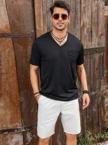 Manfinity RSRT Quần short Bermuda ống đứng rộng rãi bằng vải Jacquard có họa tiết, quần short thường ngày và thời trang - Màu be - Xem 3