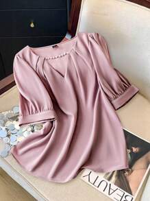 SHEIN Clasi 大码女式优雅常规夏季衬衫 - 淡紫色 - 查看 1